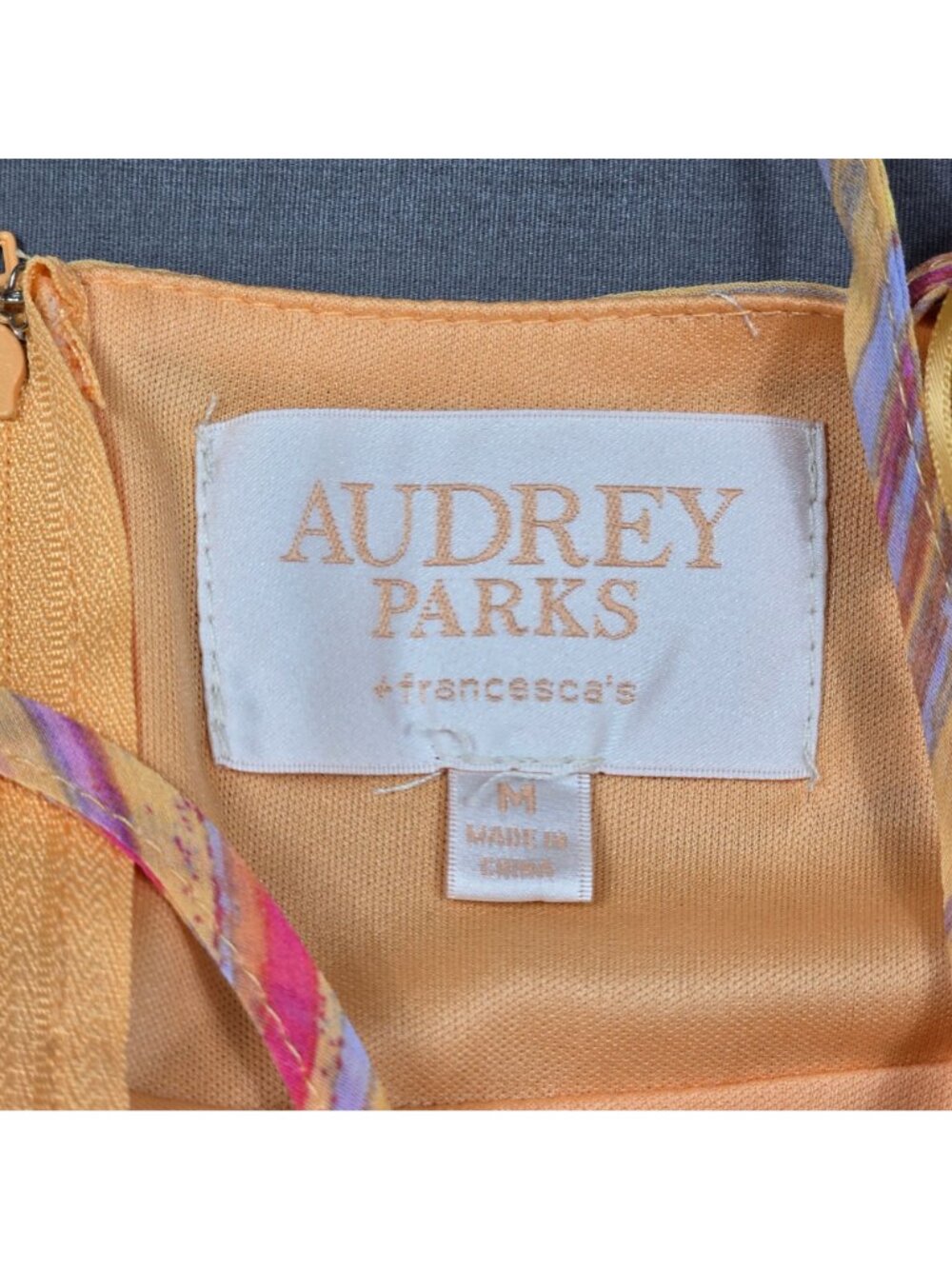 Audrey Parks Medium Multicolor Orange Pink Yellow Maxi Dress Halter Boho Beachy - Picture 2 of 4